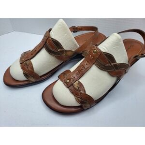 Thom McAn Open‎ Toe Slingback Sandals Wedge Heel Boho Braided Sandals Size 9W